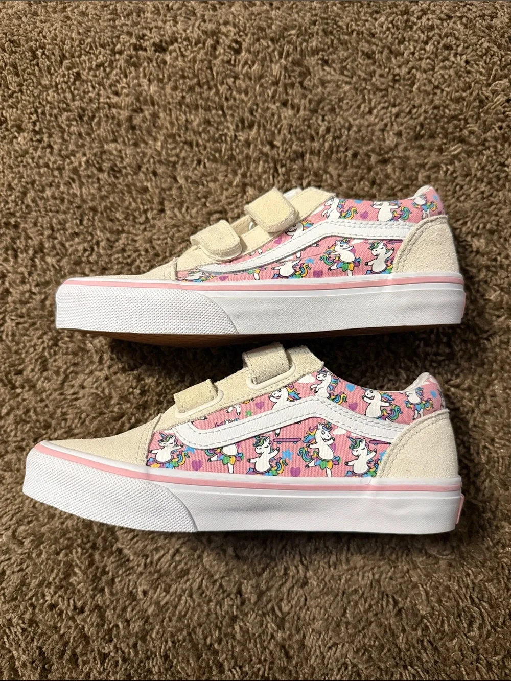 Vans Kids Unicorn Print Pink Velcro Sneakers size 2.5 kids